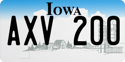 IA license plate AXV200