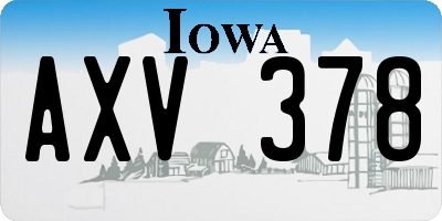 IA license plate AXV378