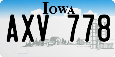 IA license plate AXV778