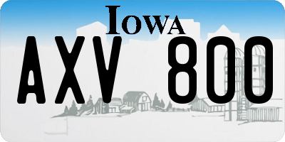 IA license plate AXV800