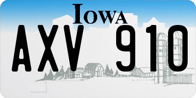 IA license plate AXV910