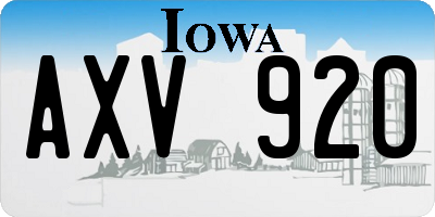 IA license plate AXV920