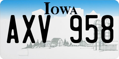 IA license plate AXV958