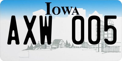 IA license plate AXW005