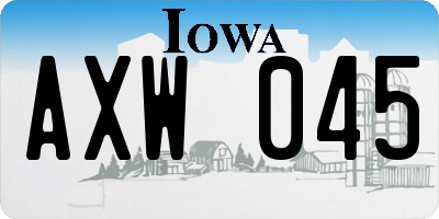 IA license plate AXW045