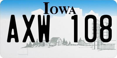 IA license plate AXW108