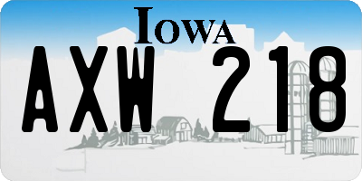 IA license plate AXW218