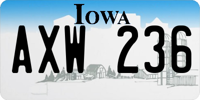 IA license plate AXW236