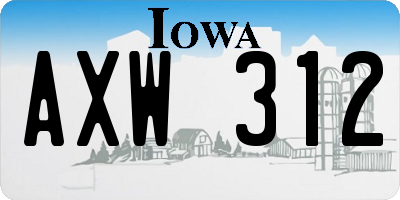 IA license plate AXW312