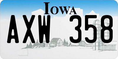 IA license plate AXW358