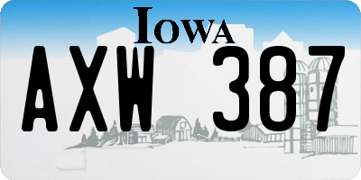 IA license plate AXW387