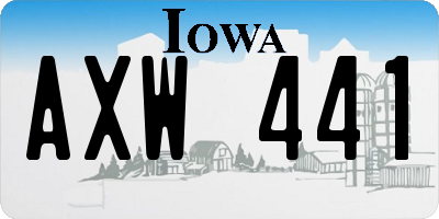 IA license plate AXW441