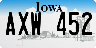 IA license plate AXW452