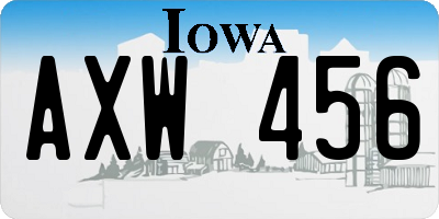 IA license plate AXW456