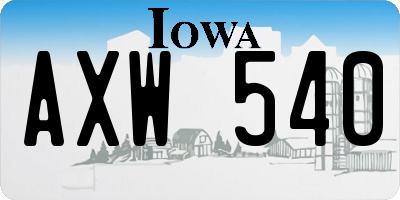 IA license plate AXW540