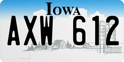 IA license plate AXW612