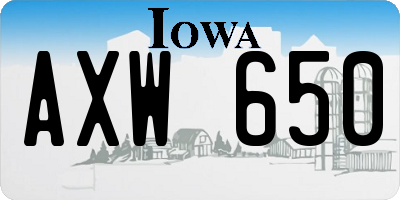 IA license plate AXW650