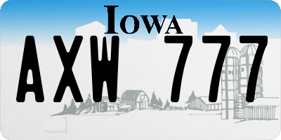 IA license plate AXW777