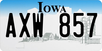 IA license plate AXW857