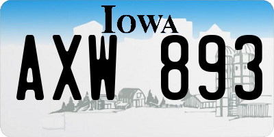 IA license plate AXW893