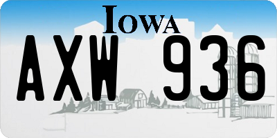 IA license plate AXW936