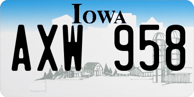 IA license plate AXW958