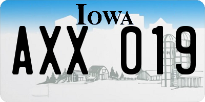 IA license plate AXX019