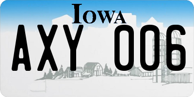 IA license plate AXY006