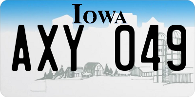 IA license plate AXY049