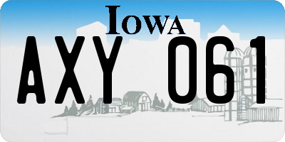 IA license plate AXY061