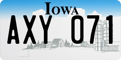 IA license plate AXY071