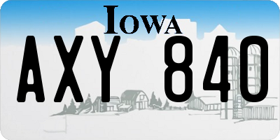IA license plate AXY840