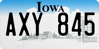 IA license plate AXY845