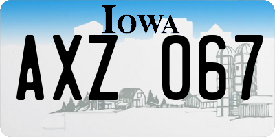 IA license plate AXZ067