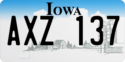 IA license plate AXZ137