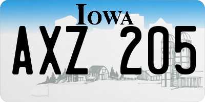 IA license plate AXZ205
