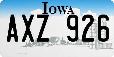 IA license plate AXZ926
