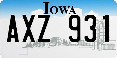 IA license plate AXZ931