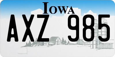 IA license plate AXZ985