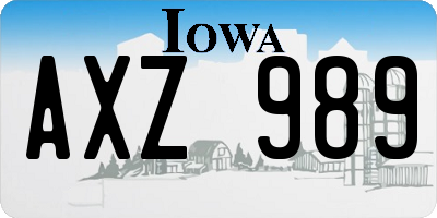 IA license plate AXZ989