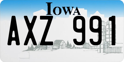 IA license plate AXZ991