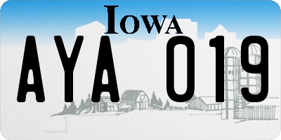 IA license plate AYA019