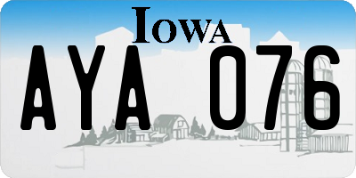 IA license plate AYA076