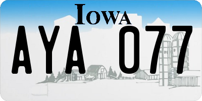 IA license plate AYA077