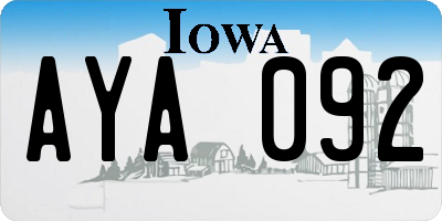 IA license plate AYA092