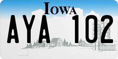 IA license plate AYA102