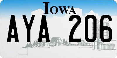 IA license plate AYA206