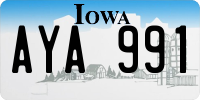 IA license plate AYA991