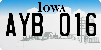 IA license plate AYB016