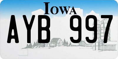 IA license plate AYB997